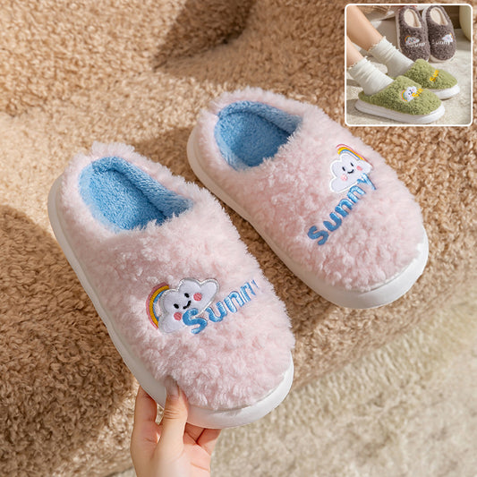 Cute Cartoon Cotton Slippers Thick Bottom Home Slippers Fashion Floor Bedroom Sl