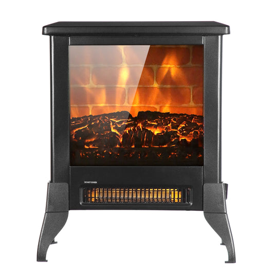 US SF512-14A 120V 1400W 14 Inch Fireplace, Black, Iron, Freestanding, Fake Firew